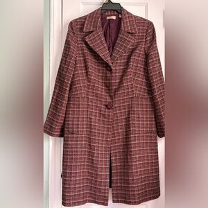 I.E. Women's Long Plaid Wool/Acrylic/Polyester Trench Coat, Sz: XL